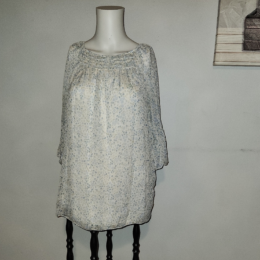 Sheer Floral Print Women's Top With Lining Giusy Slze L Made In Italy